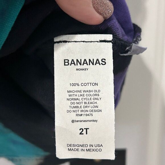 Bananas Monkey Tie Dye Yin Yang Twins Youth 2T Toddler Tee Shirt NEW - Picture 3 of 3